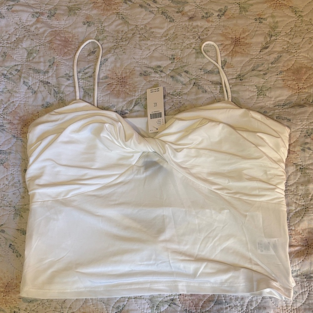 Anthropologie White Ruched Camisole Top